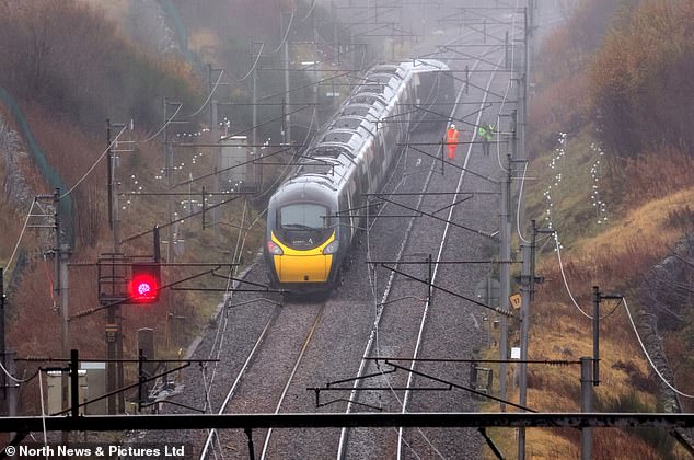 Miraculously only the front carriage of the train derailed despite hitting landslip at 80mph