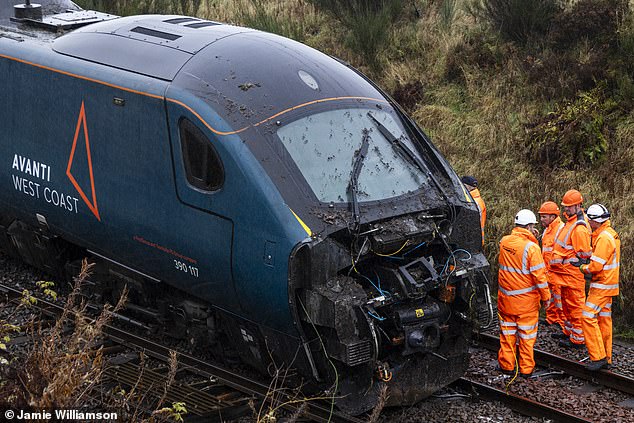 The 04:28 service from Glasgow Central to London Euston came off the tracks near the village of Shap, in Cumbria at around 6:15am on Monday amid torrential rain and severe weather