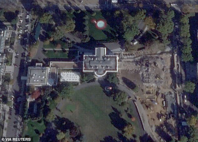 A satellite view shows the East Wing of the White House after being demolished
