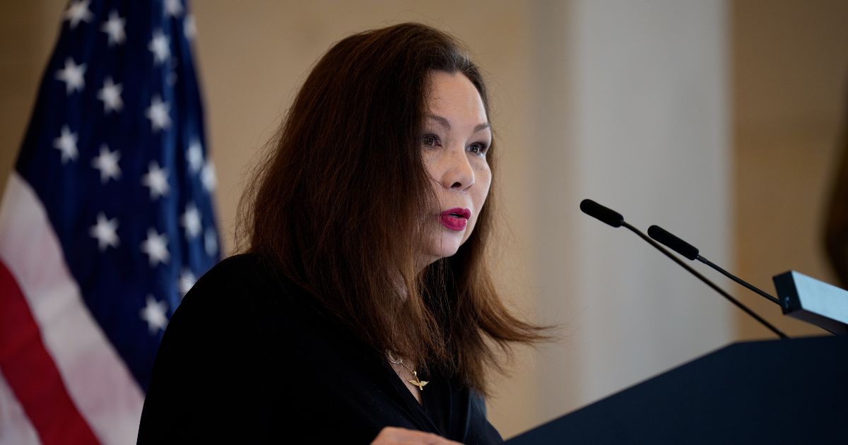 Sen. Tammy Duckworth, a Democrat from Illinois, speaks during a Congressional Gold Medal ceremony on Capitol Hill on June 26, 2025, in Washington, D.C.
