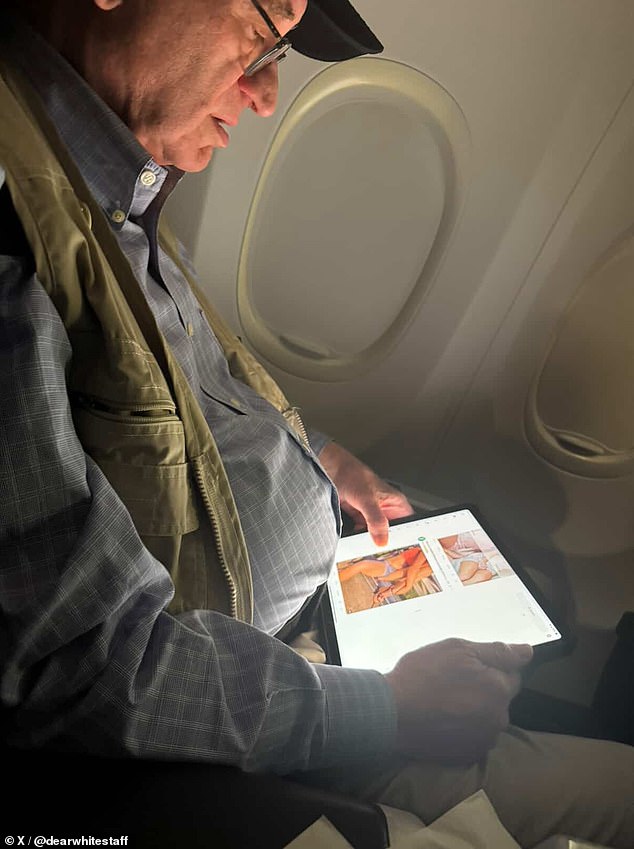 Pictures on social media revealed that congressman Brad Sherman had been caught looking 'at porn' mid-flight