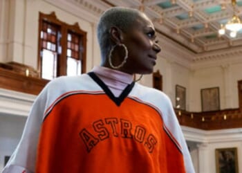 Texas state Rep. Jolanda Jones waits for members of the Astros to arrive at the Texas Capitol in Austin, Texas, on Jan. 18, 2023.