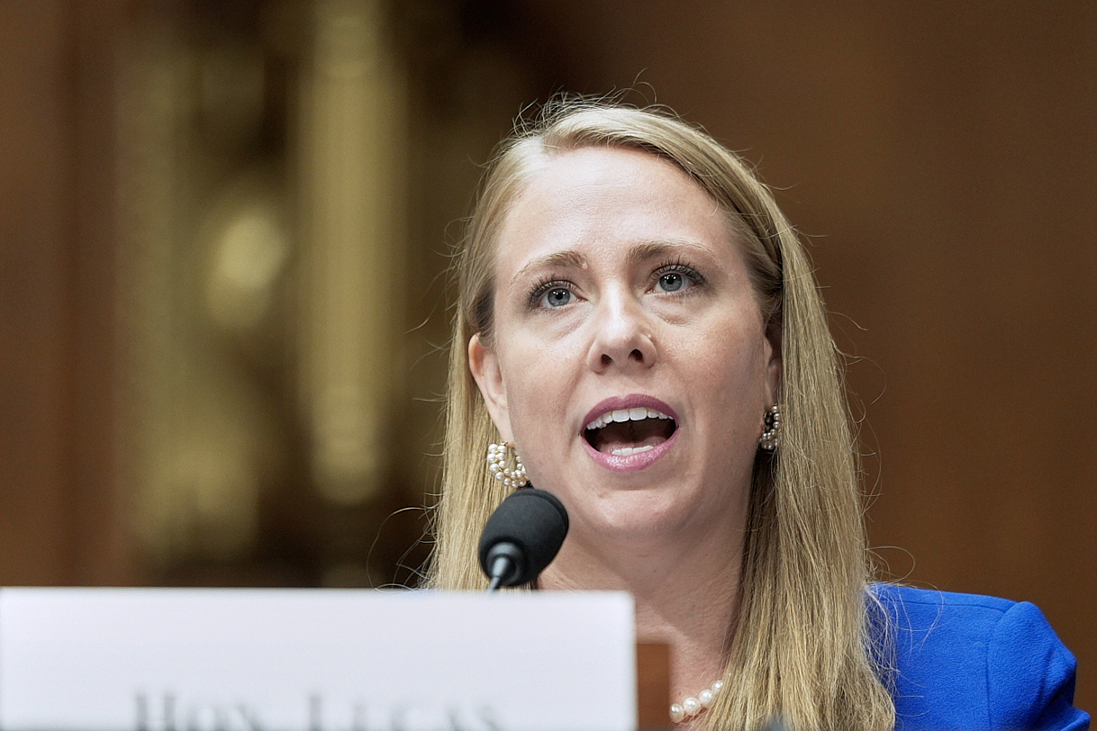 Andrea Lucas, nominee to be a member of the Equal Employment Opportunity Commission, testifies during a Senate Health, Education, Labor, and Pensions Committee hearing on June 18, 2025, on Capitol Hill in Washington, D.C.
