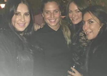 In a world exclusive, the Daily Mail can unmask Melissa Lovallo (pictured far right), a 50-year-old former Ralph Lauren executive, as the woman behind DeuxMoi. Lovallo launched DeuxMoi as a website in 2013, alongside Meggie Kempner (pictured second from right).