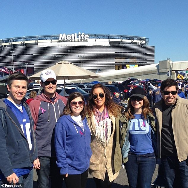 Lovallo (third from right) is pictured alongside family members outside New Jersey's MetLife stadium in 2014