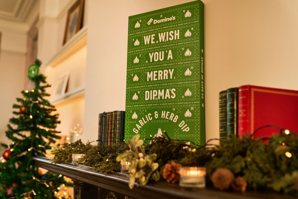 Domino's "24 Days of Dipmas" advent calendar featuring "Garlic & Herb Dip."