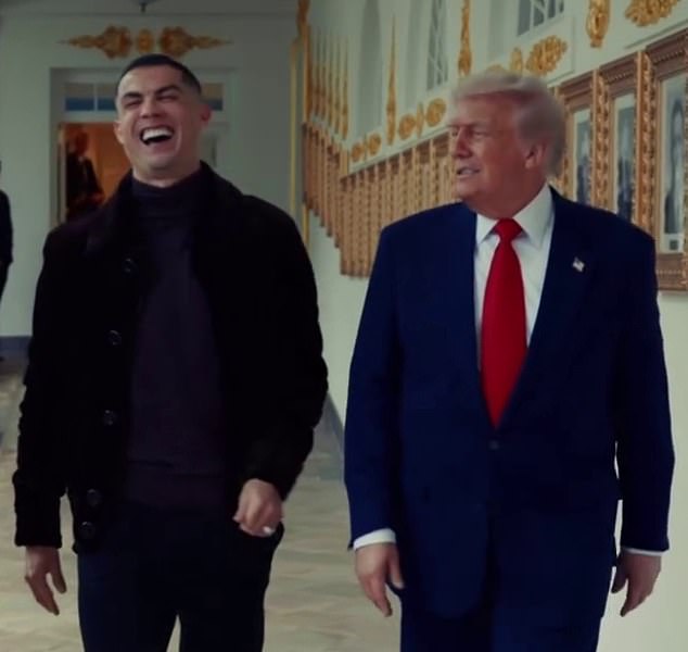 A White House video shows Donald Trump leaving Cristiano Ronaldo in hysterics