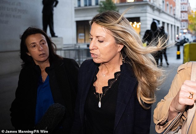 Deborah Turness (pictured centre today), chief executive of BBC News, hit back at Trump as she arrived at Broadcasting House this morning
