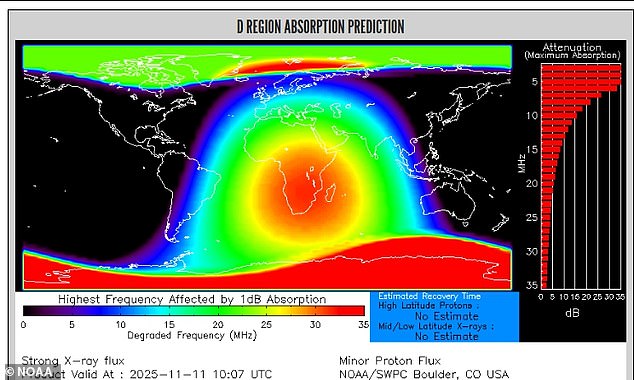 The flare caused a radio blackout across Europe and Africa around 5am ET, briefly affecting aviation, maritime, emergency, GPS, radar and satellite communications