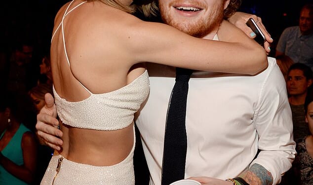 Ed Sheeran has insisted he and Taylor Swift spoke for four hours - after he learned of her engagement to Travis Kelce on social media; Swift and Sheeran pictured in 2015