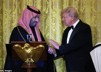 Prince Salman and Donald Trump shake hands affectionately
