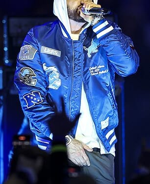 Eminem pictured onstage Thursday
