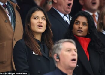 Tennis star Emma Raducanu and Bridgerton actress Simone Ashley looked fabulous today as they cheered on England's rugby heroes during their All Blacks clash