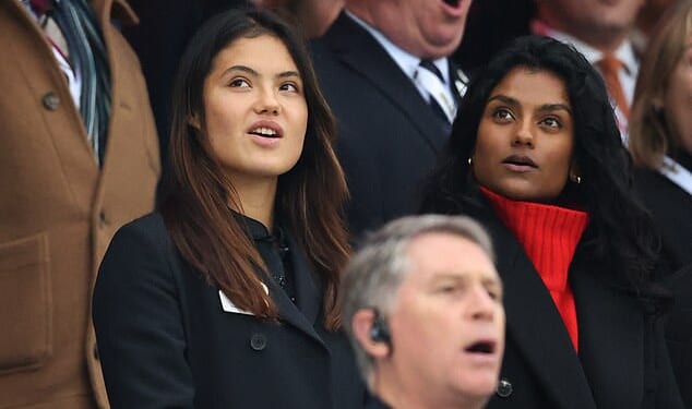 Tennis star Emma Raducanu and Bridgerton actress Simone Ashley looked fabulous today as they cheered on England's rugby heroes during their All Blacks clash