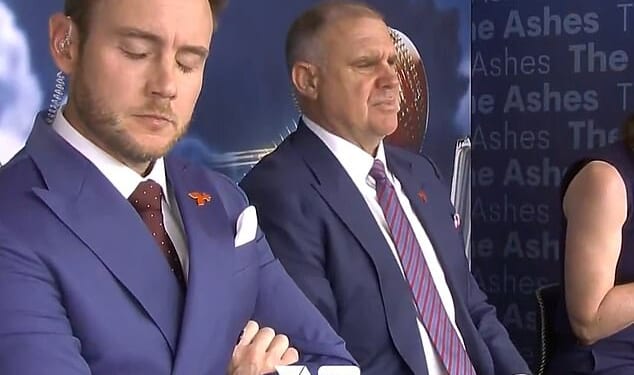 Fast bowling legend Stuart Broad was left disgusted with Joe Root's dismissal on day two of the first Ashes Test as he commentated for Channel Seven (pictured)