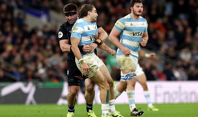 Tom Curry has been accused of telling Argentina coach Felipe Contepomi to 'f*** off' in a testy tunnel meeting