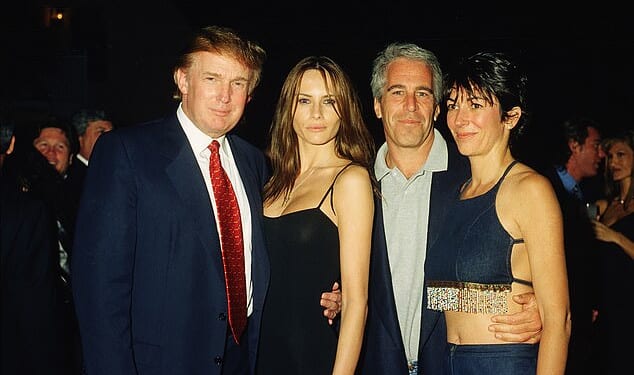 Donald Trump, Melania Knauss, Jeffrey Epstein and Ghislaine Maxwell at Mar-a-Lago in 2000