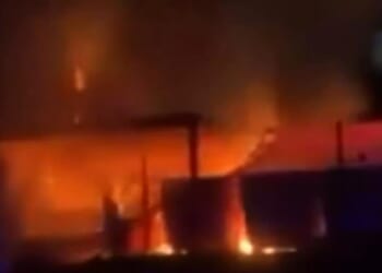 Footage of the inferno shows plumes of black smoke with bright orange and red flames leaping from Exeter City's stadium