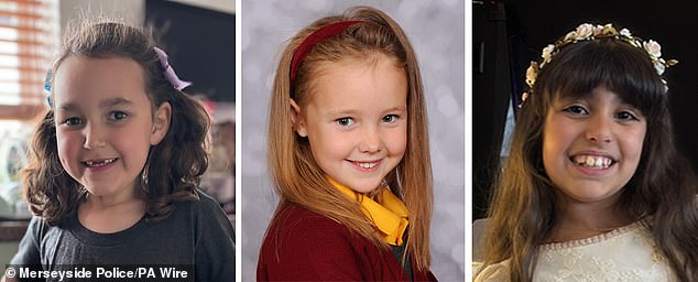Bebe King, six, (left) Elsie Dot Stancombe, seven, (centre) and Alice da Silva Aguiar, nine, (right) were all murdered in the horrific attack on July 29, 2024