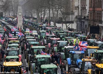 Tractors line Whitehall during a previous farmers' protest against inheritance tax raid