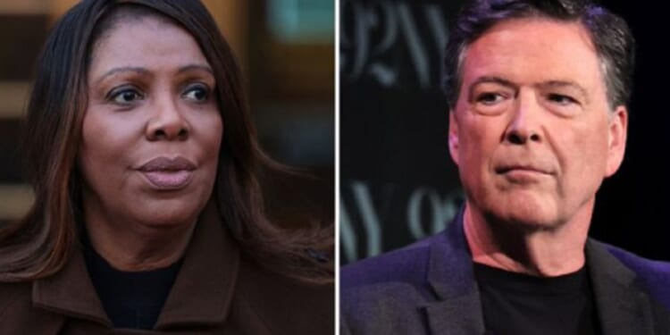 New York Attorney General Letitia James, left; former FBI Director James Comey, right.