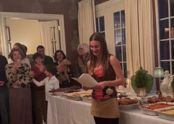 Relatives from a new Jersey family were enjoying listening to a pre-Thanksgiving meal speech