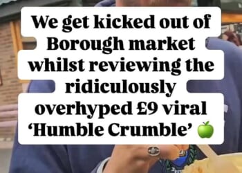 Gerry del Guercio, who runs the Bite Twice social media account with his friend Paul Delany (pictured), was trying out one of the bakery stalls, Humble Crumble, when he was interrupted by security