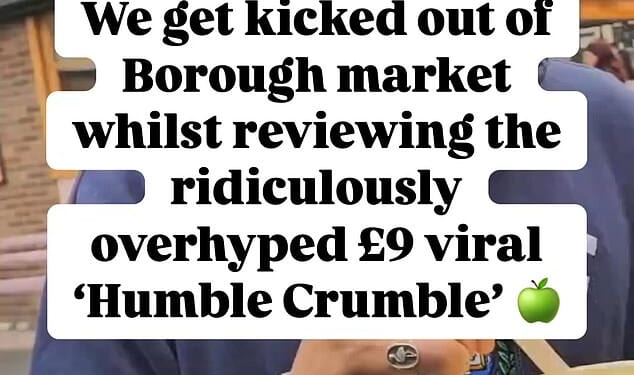 Gerry del Guercio, who runs the Bite Twice social media account with his friend Paul Delany (pictured), was trying out one of the bakery stalls, Humble Crumble, when he was interrupted by security