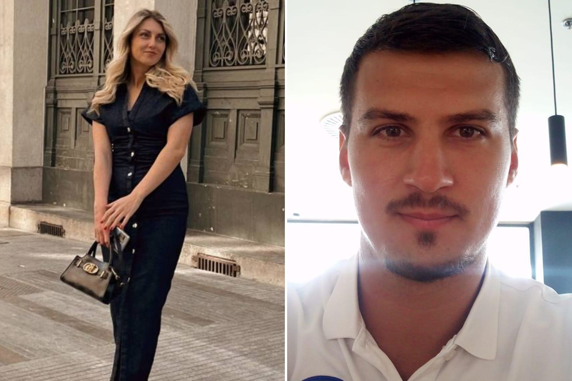 An image collage containing 2 images, Image 1 shows Football referee ¿shoots ex-girlfriend dead¿ in cafe bathroom after chase, Image 2 shows Football referee ¿shoots ex-girlfriend dead¿ in cafe bathroom after chase