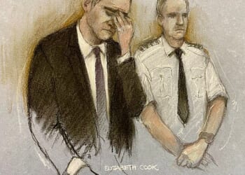 An artist's sketch of Paul Doyle after he appeared in court yesterday