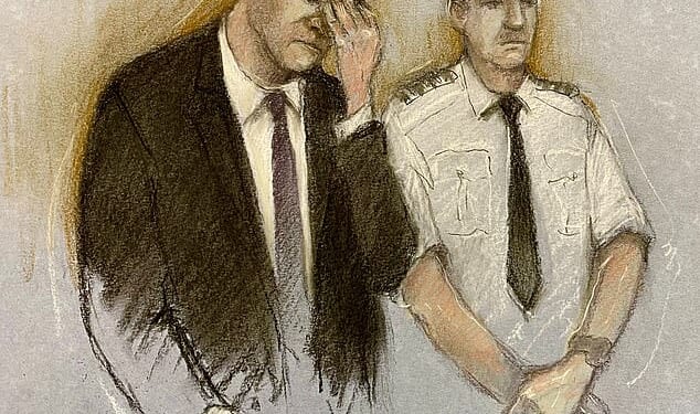 An artist's sketch of Paul Doyle after he appeared in court yesterday