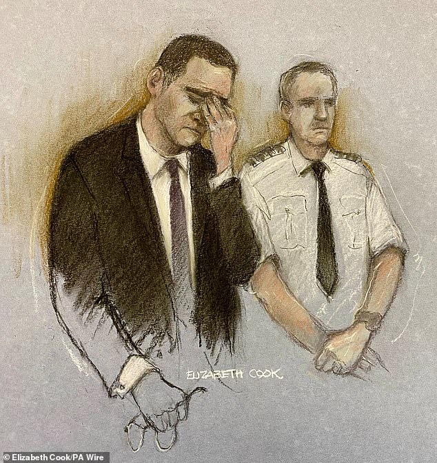 An artist's sketch of Paul Doyle after he appeared in court yesterday