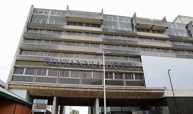 Britannia Hotel in Coventry is known for its Brutalist architecture, built in 1973, which spans Fairfax Street
