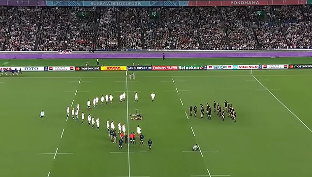 England responded to New Zealand's Haka in 2019 on Saturday by standing in a V-formation. Referee Nigel Owens told England to move back and they were later hit with a £2,000 fine for breaching tournament rules 'relating to cultural challenges'