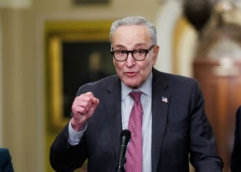 Senate Minority Leader Chuck Schumer speaks to reporters at the Weekly Senate Policy Luncheon news conference on Nov. 4, 2025, on Capitol Hill in Washington, D.C.