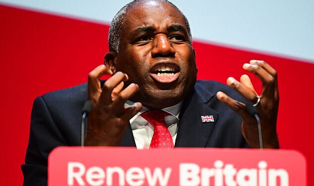 The Deputy Prime Minister David Lammy (pictured at the Labour conference in September) announced in a briefing to all government departments that 'there is no right to a jury trial' in Britain and judges alone should handle the bulk of cases to cut the backlog in UK courts