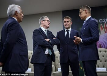 Sir Keir Starmer and other European leaders set themselves on a collision course with Donald Trump last night after rejecting the US President¿s peace plan to end the war in Ukraine. Pictured left to right: European Council President Antonio Costa, Keir Starmer, French President Emmanuel Macron and Finnish President Alexander Stubb