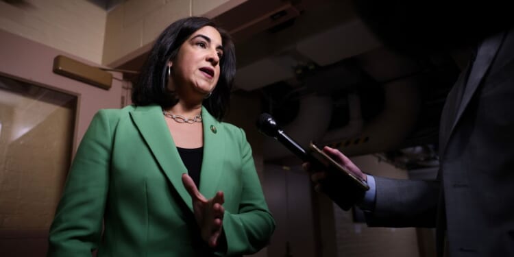 U.S. Rep. Nicole Malliotakis (R-NY) speaks to reporters as she arrives for a House Republican Conference meeting at the U.S. Capitol on March 11, 2025, in Washington, DC. Republicans met ahead of the House vote on a continuing resolution that will provide a six-month funding extension and avert a government shutdown.