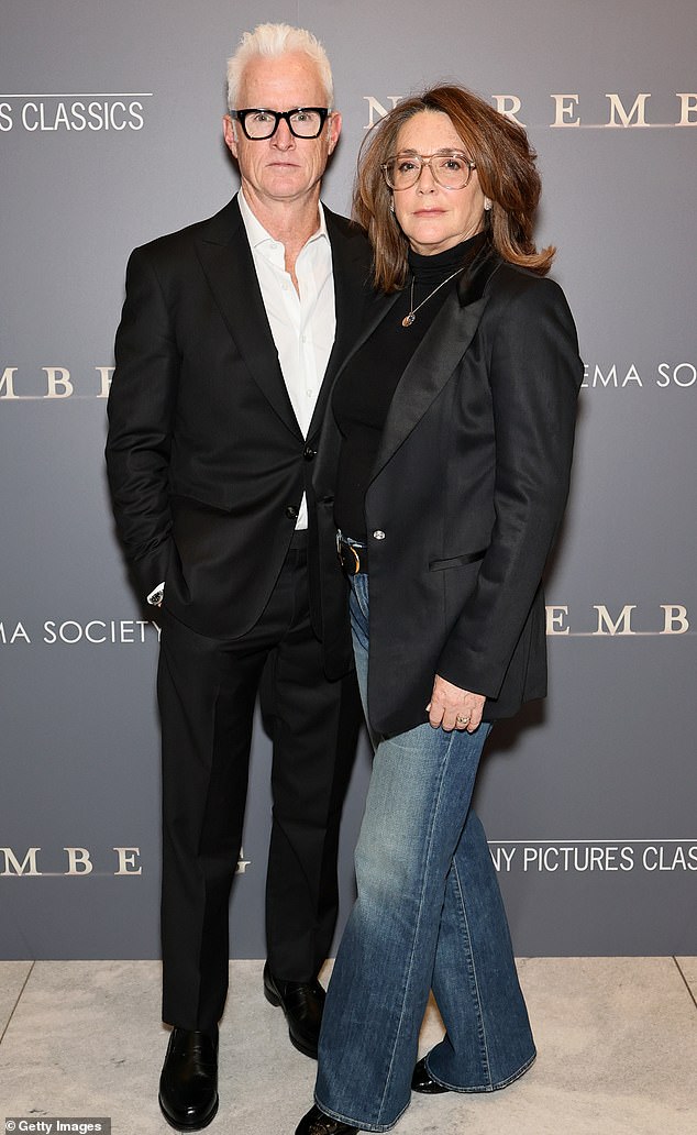 Talia Balsam continues to turn heads at 66, stepping out recently with her Mad Men star husband John Slattery at the Museum of Modern Art for the Nuremberg screening (pictured November 4)