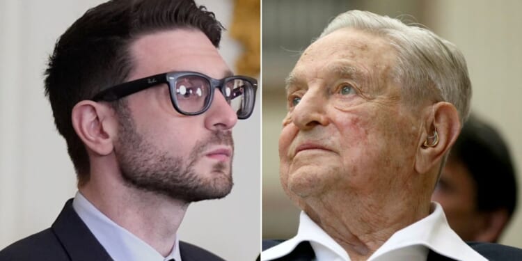President Donald Trump has called for investigations into leftist billionaire George Soros, right, and his son, Alex Soros.