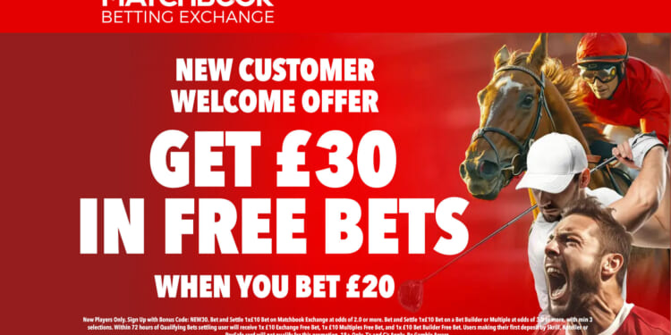Get £30 in free bets when you bet £20 at Matchbook