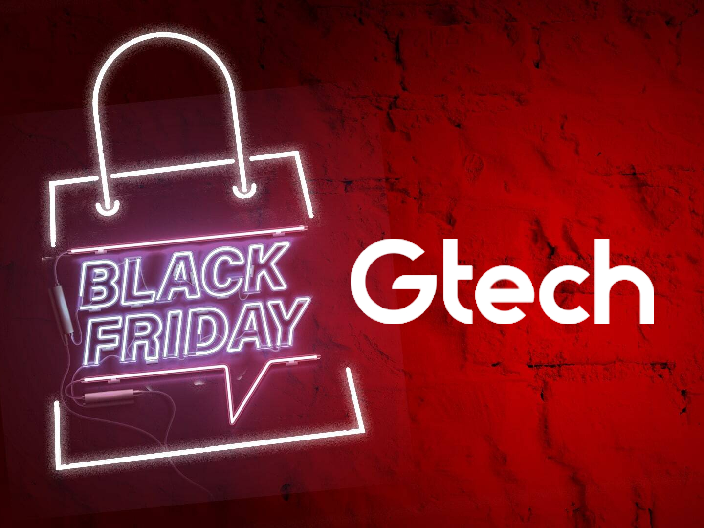 Neon sign illustration for Black Friday Gtech deals.
