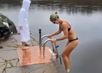 Vogue Williams stripped down to a bikini for the last weekend with her loved ones in Scotland ahead of jetting to Australia for I'm A Celebrity