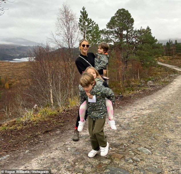 The presenter, 40, spent the weekend at the luxurious Glen Affric Estate with her three children; Theodore, six, Gigi, five, and Otto, three, and friends