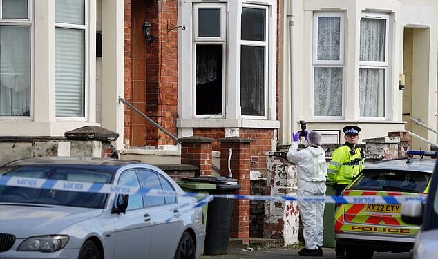 Police and forensic officers at the scene of the crime in Wellingborough in Northamptonshire in March this year. The jury at Lincoln Crown Court heard that the teenager stabbed Marta Bednarczyk at least 143 times at the home