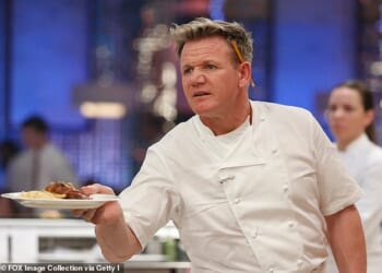 Gordon Ramsay says there is 'no way' he will offer an 'Ozempic tasting menu' for diners using weight loss injections (pictured while appearing in Hell's Kitchen earlier this week)