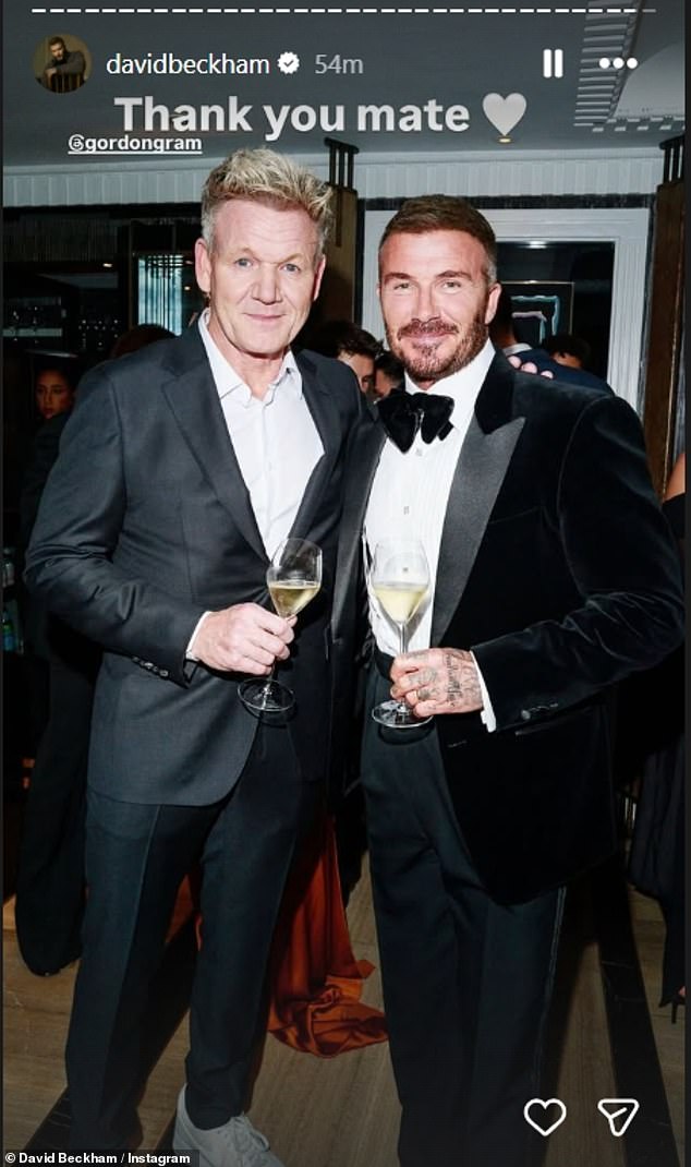 Gordon Ramsay's comments come after a busy week, during which he hosted a special party to mark Sir David Beckham's investiture ceremony