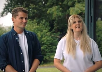 Greg, a pub landlord, and Georgie, an artist, are pictured speaking to host Kevin McCloud in summer 2025