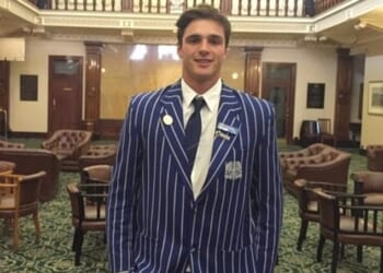 Jacob Elordi 's former school in Brisbane paid tribute to the Saltburn actor, sharing a heart-warming message honouring his success on the screen. Pictured: Jacob Elordi in 2015