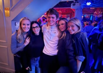 Gwyneth Paltrow's son Moses Martin towered over her (R), author Amy Griffin (L), actress Demi Moore (2-L) and producer Sara Foster (2-R) following a recent concert with his newly-renamed band, People I've Met
